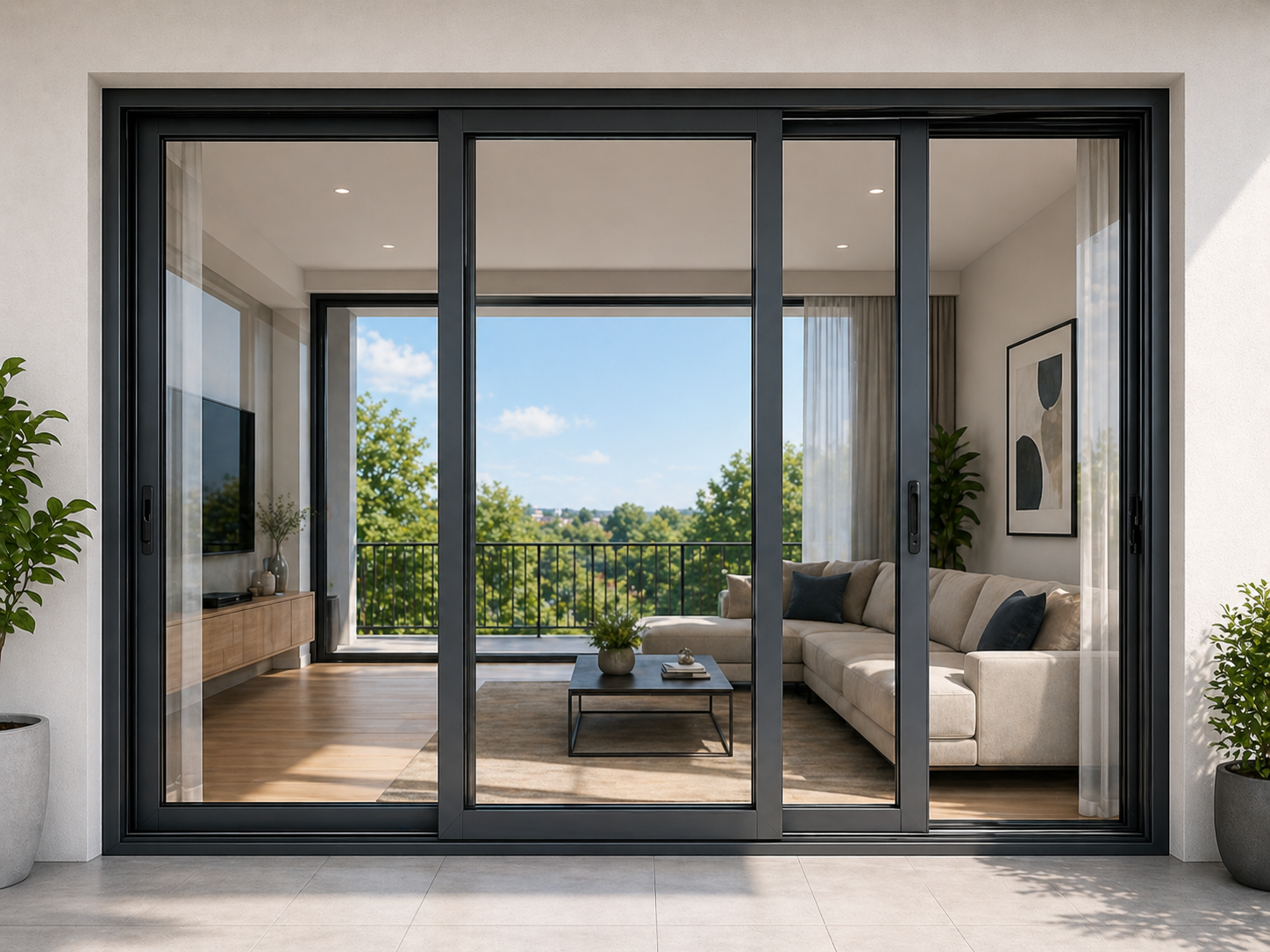 Aluminium sliding doors in Coimbatore — smooth-gliding design ideal for balconies, terraces and creating wide light-filled openings in Tamil Nadu homes